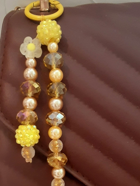 SEE-IT Accessories - Yellow Handmade Beaded Bag Charm Phone And Key Charm Women Jewelry